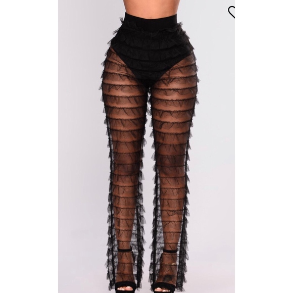 Fashion Nova Pants - Mesh Ruffle Pants